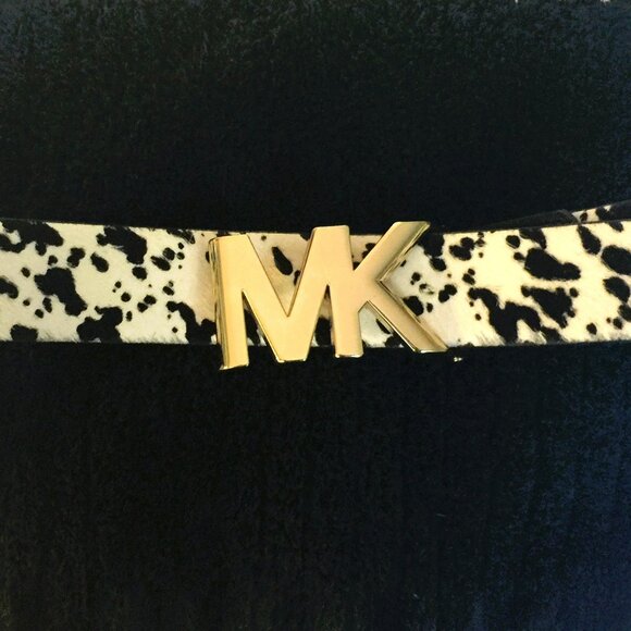MICHAEL KORS LEOPARD CALF FUR BELT- SIZE LARGE - Picture 1 of 4